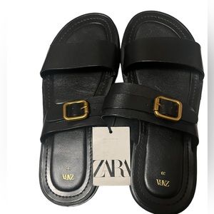 Zara Black Lug Sole Flats